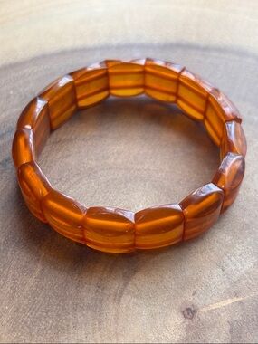 Amber Faceted Bead Stretch Bracelet